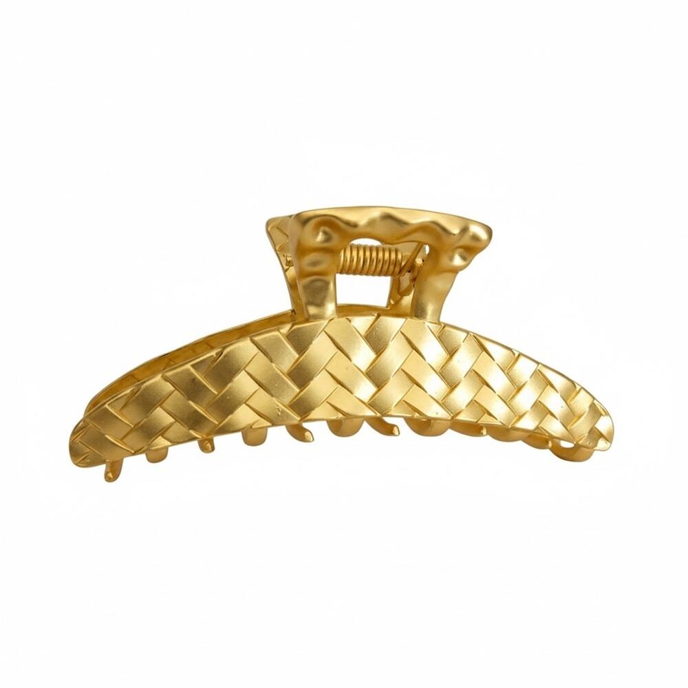 Metal Gold‎ Tone Weave Texture Hair Claw Clip